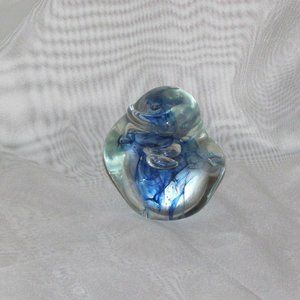 Vintage Paperweight Abstract Art Glass Artisan Signed Paterson 1987 Mouth Blown